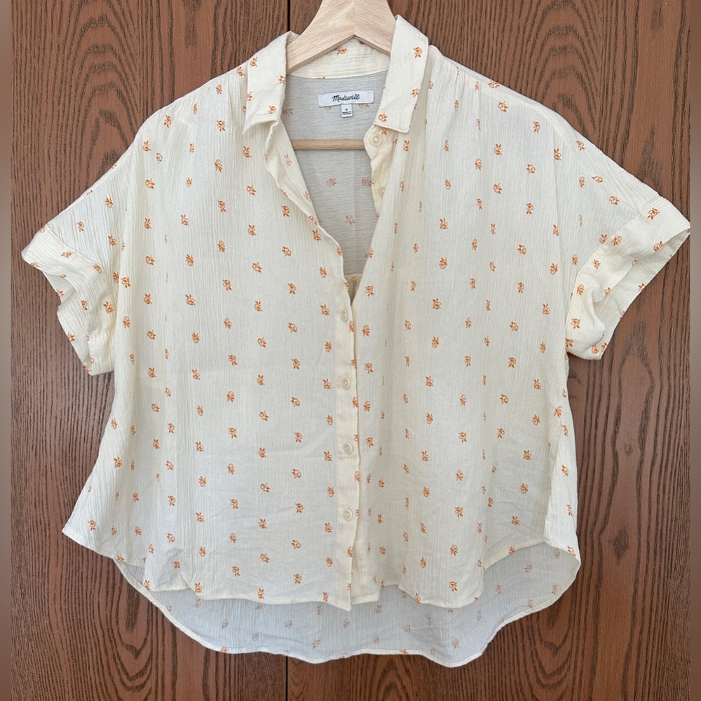 Madewell Hilltop Shirt in Mini Oranges, Size S